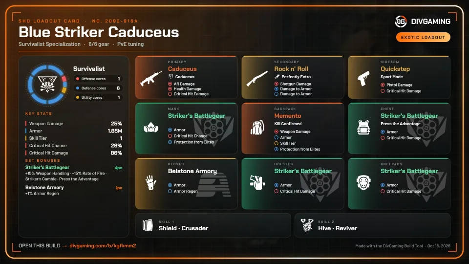 Blue Striker Caduceus (Summit Legendary) loadout card
